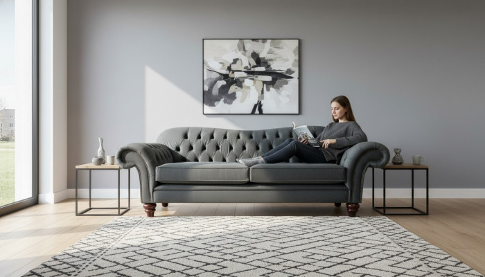 XXL Chesterfield Sofa 4 miejsce do siedzenia Sofa Podkładka Siedziba Ustawić Skórę Włókienniczą