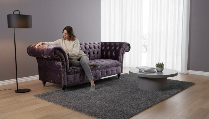 Chesterfield Sofa Kanapa Dwuosobowa Kanapa Materiałowa Sofy 2 er Siedziba Podkładka Aksamit