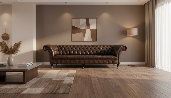 xxl Duża Sofa Couch Chesterfield 265cm Deco Podkładka Sofy 4 miejsce do siedzenia Skóra