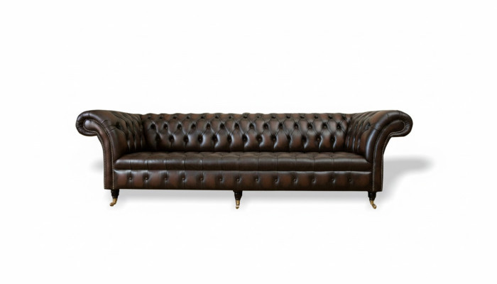 xxl Duża Sofa Couch Chesterfield 265cm Deco Podkładka Sofy 4 miejsce do siedzenia Skóra