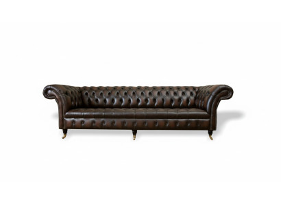 xxl Duża Sofa Couch Chesterfield 265cm Deco Podkładka Sofy 4 miejsce do siedzenia Skóra