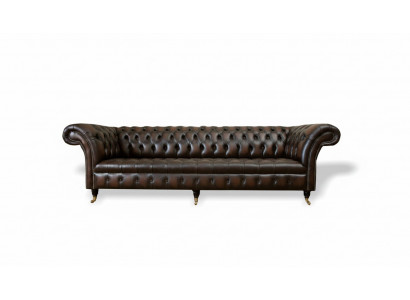xxl Duża Sofa Couch Chesterfield 265cm Deco Podkładka Sofy 4 miejsce do siedzenia Skóra