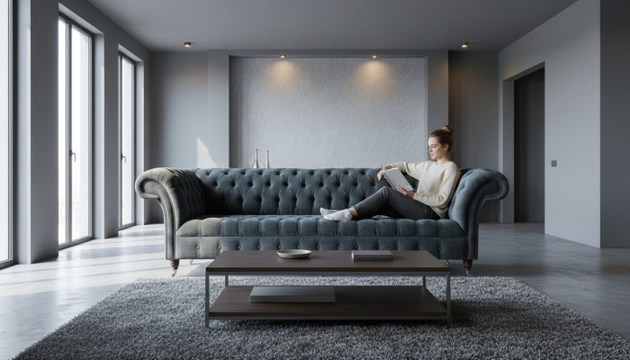 Chesterfield Skóra Podkładka Luksusowa Sofa Design Couch Klasyczny Wystrój Sofy