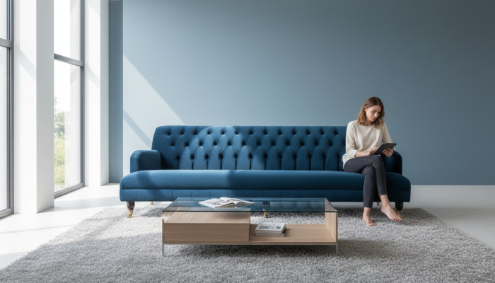 Sofa Duża Kanapa Chesterfield 250cm Podkładka Sofy 4-osobowa Skóra Włókienniczy Turkis