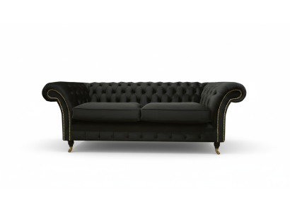 Chesterfield Couch Podkładka Sofas Classic Włókienniczy Czarny Sofa 3 miejsce do siedzenia