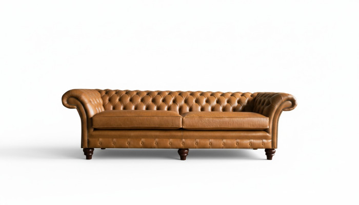 Sofa Chesterfield Brązowa xxl Duża Skóra Meble do Salonu 4 miejsce do siedzenia Brązowa