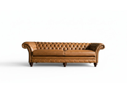 Sofa Chesterfield Brązowa xxl Duża Skóra Meble do Salonu 4 miejsce do siedzenia Brązowa