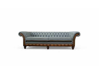 Sofa duża xxl 4 miejsce do siedzenia kanapa Chesterfield Podkładka Ustawić Skóra Włókienniczy Szara