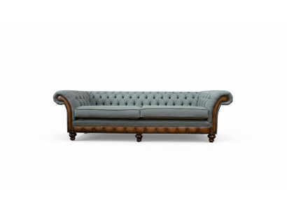 Sofa duża xxl 4 miejsce do siedzenia kanapa Chesterfield Podkładka Ustawić Skóra Włókienniczy Szara