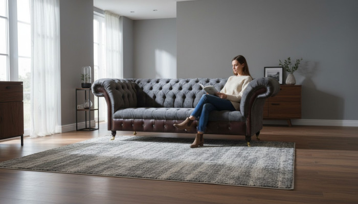 Chesterfield 3 miejsce do siedzenia Salon Kanapa Sofa Podkładka Siedziba Włókienniczy Materiał