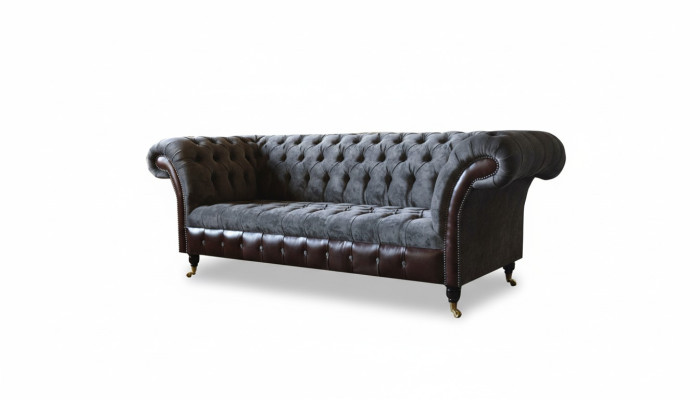 Chesterfield 3 miejsce do siedzenia Salon Kanapa Sofa Podkładka Siedziba Włókienniczy Materiał