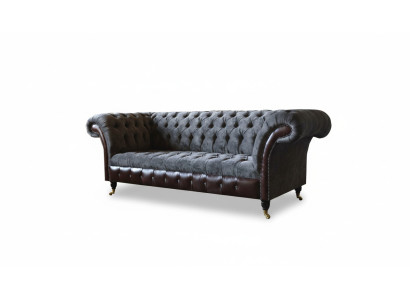 Chesterfield 3 miejsce do siedzenia Salon Kanapa Sofa Podkładka Siedziba Włókienniczy Materiał