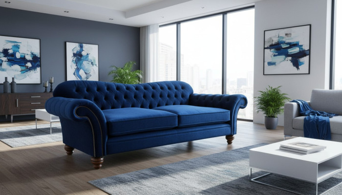 xxl Duża Sofa Couch Chesterfield 240cm Podkładka Sofy 4 miejsce do siedzenia Skóra