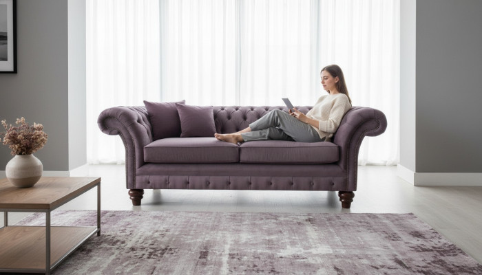 Chesterfield Couch Podkładka Classic Skóra Włókienniczy 3 miejsce do siedzenia Sofa trzyosobowa