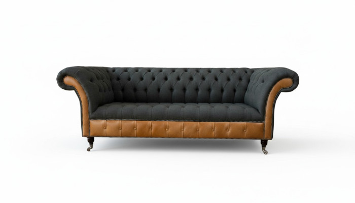 Materiał Kanapa Żywy krajobraz 3 miejsce do siedzenia Design Sofa Sofy Kanapy Szary Chesterfield
