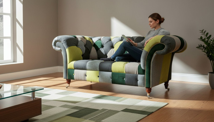 Chesterfield Sofa Couch Podkładka Sofas Classic 2 miejsce do siedzenia Skóra Włókiennicza Kolorowe
