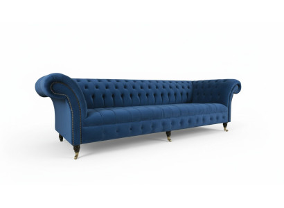 Sofa Design Sofa 4-osobowa Włókienniczy Podkładka Niebieskie Sofy Klasyczne Chesterfield Nowość