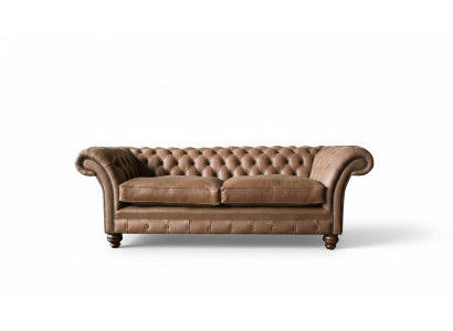 Sofa Design Sofa 3-osobowa Włókienniczy Podkładka Brązowa Sofy Klasyczne Chesterfield Nowość