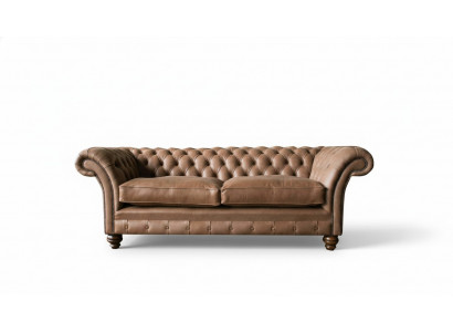 Sofa Design Sofa 3-osobowa Włókienniczy Podkładka Brązowa Sofy Klasyczne Chesterfield Nowość