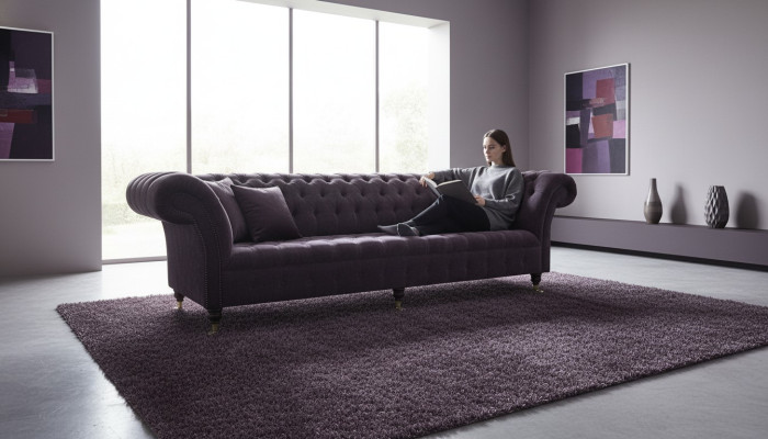 Kanapa Sofa 4 miejsce do siedzenia Design Podkładka Modern Włókienniczy Materiał Chesterfield Sofy Nowe