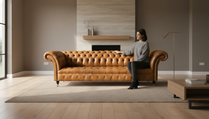 Sofa Design Chesterfield Podkładka Modern Włókienniczy Sofy Materiałowe Sofy 4 Osobowe Spania Nowe
