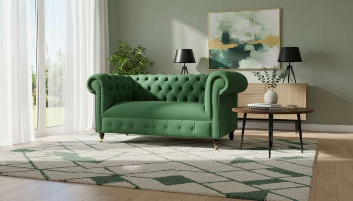 Chesterfield 2 miejsce siedzące Designerska Sofa Kanapa Podkładka Sofy Kanapy Materiał Włókienniczy