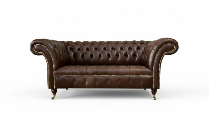 Sofa Chesterfield Aksamit Designerska 2 miejsce do siedzenia Kanapa Włókiennicza Skóra Ustawiona Brązowa Nowa