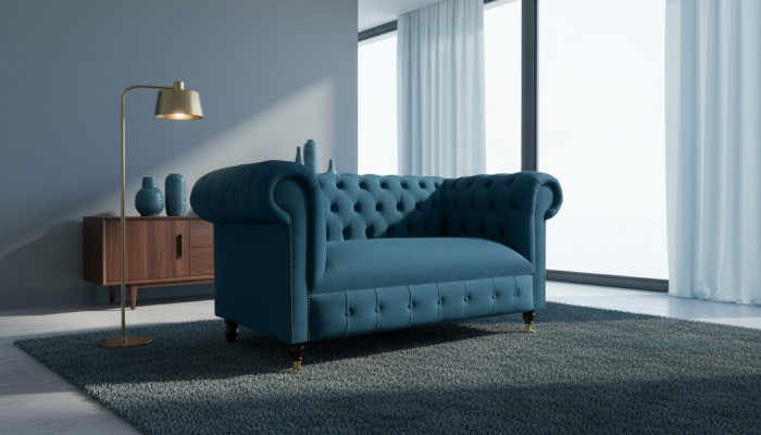 Sofa 2 miejsce do siedzenia Siedziba Classic Chesterfield Blue Sofas Couches Podkładka