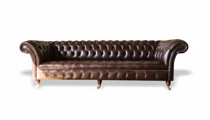 Sofy Chesterfield Podkładka Design XXL Luksusowa Sofa 4 miejsce do siedzenia Skórzana Kanapa