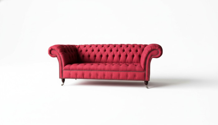 Trzyosobowa Design Podkładka Włókienniczy Sofa Meble 3-osobowe Chesterfield Luksusowe Czerwone Kanapy