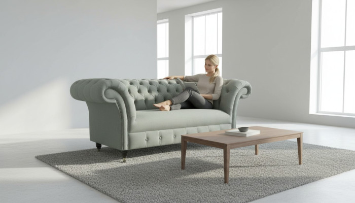 Sofa Chesterfield Sofa Podkładka Sofy Classic 2-osobowa Skóra Materiał Włókienniczy Nowość