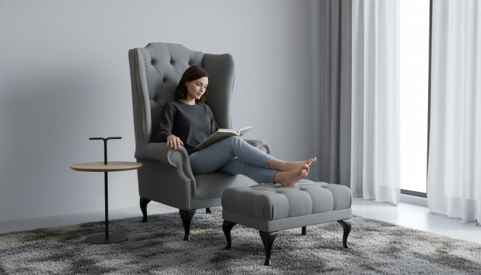 Fotel z podłokietnikami Chesterfield, sofy tapicerowane, klasyczny fotel klasy Premium Nowy.