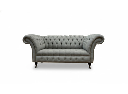 Skóra Sofa Kanapa Dwuosobowa Szara Meble Lounge Club Sofy Kanapy 2 miejsce do siedzenia