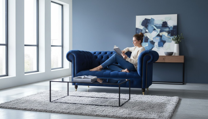 Klasyczna kanapa tekstylna - sofa z chesterfieldem z aksamitu, 2 osobowa, nowa, jvmoebel ®