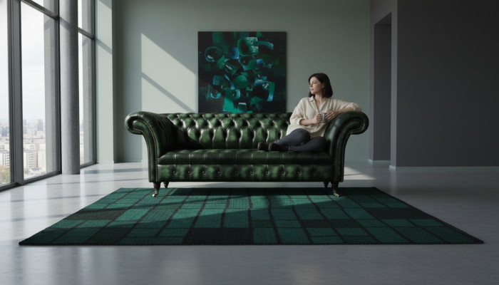 Sofa trzyosobowa 3 miejsce do siedzenia Chesterfield Nowe Kanapy Antyk Zielona Podkładka Sofy Nowe