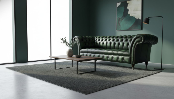 Sofa trzyosobowa 3 miejsce do siedzenia Chesterfield Nowe Kanapy Antyk Zielona Podkładka Sofy Nowe