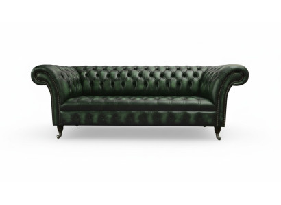 Sofa trzyosobowa 3 miejsce do siedzenia Chesterfield Nowe Kanapy Antyk Zielona Podkładka Sofy Nowe