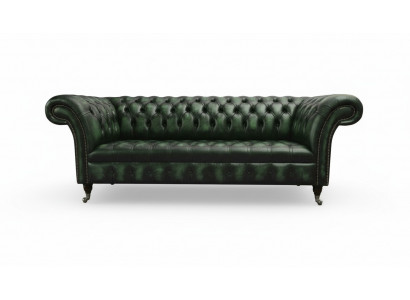 Sofa trzyosobowa 3 miejsce do siedzenia Chesterfield Nowe Kanapy Antyk Zielona Podkładka Sofy Nowe