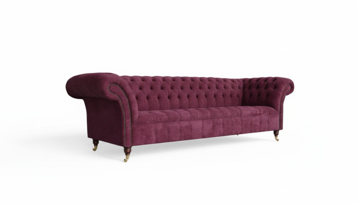 Sofa 3 miejsce do siedzenia Chesterfield Sofy Kanapy Projekt salonu Włókienniczy Materiał Bordaux