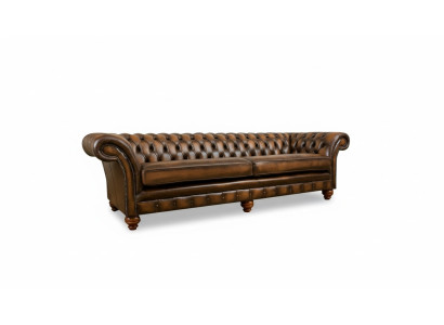 xxl Sofa 4 miejsce do siedzenia Kanapa Chesterfield Podkładka Siedziba Ustawić Skóra Włókienniczy Brown