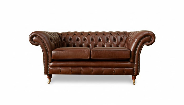 Chesterfield Sofa 2 miejsce do siedzenia Podkładka Design Couches Sofy Ustawić Oryginał Brązowy