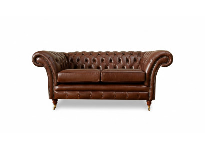 Chesterfield Sofa 2 miejsce do siedzenia Podkładka Design Couches Sofy Ustawić Oryginał Brązowy