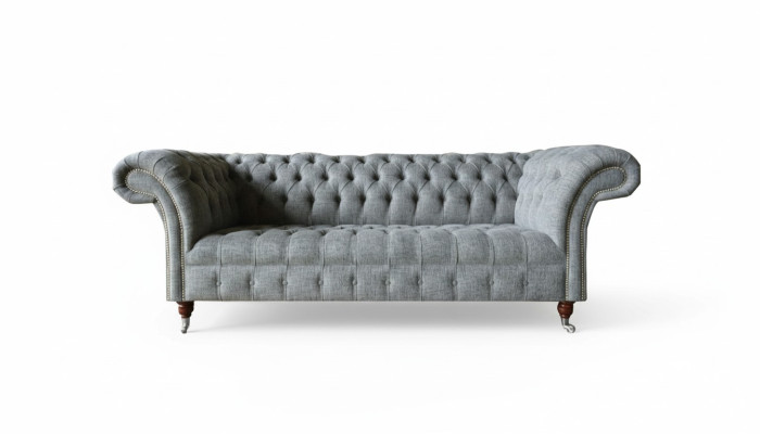 Materiał Sofa Kanapa Podkładka Ustawić 3 miejsce do siedzenia Sofy Sofy Chesterfield Szary Aksamite