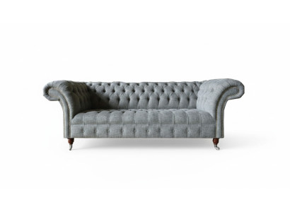 Materiał Sofa Kanapa Podkładka Ustawić 3 miejsce do siedzenia Sofy Sofy Chesterfield Szary Aksamite