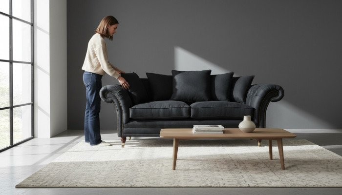 Sofa 3 miejsce do siedzenia Sofy o klasycznym designie Podkładka Skóra Nowoczesne kanapy 3 er Czarny