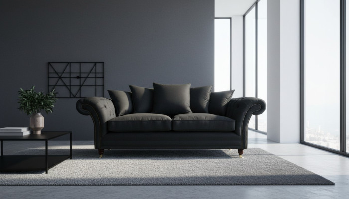 Sofa 3 miejsce do siedzenia Sofy o klasycznym designie Podkładka Skóra Nowoczesne kanapy 3 er Czarny