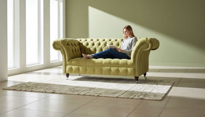 Sofa 2-osobowa Kanapa Podkładka Sofy Chesterfield Living Room Design Włókienniczy Materiał Nowy