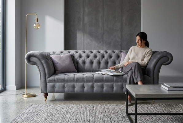 Chesterfield 3 miejsce do siedzenia xxl Podkładka Siedziba Couch Sofa Ustawić Big Couchen Szary Nowość