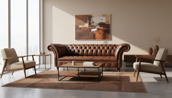 Chesterfield Couch Podkładka Sofas Classic Skóra 3 miejsce do siedzenia Couches Sofa Brown