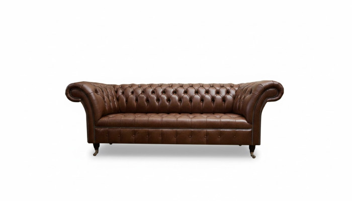 Chesterfield Couch Podkładka Sofas Classic Skóra 3 miejsce do siedzenia Couches Sofa Brown